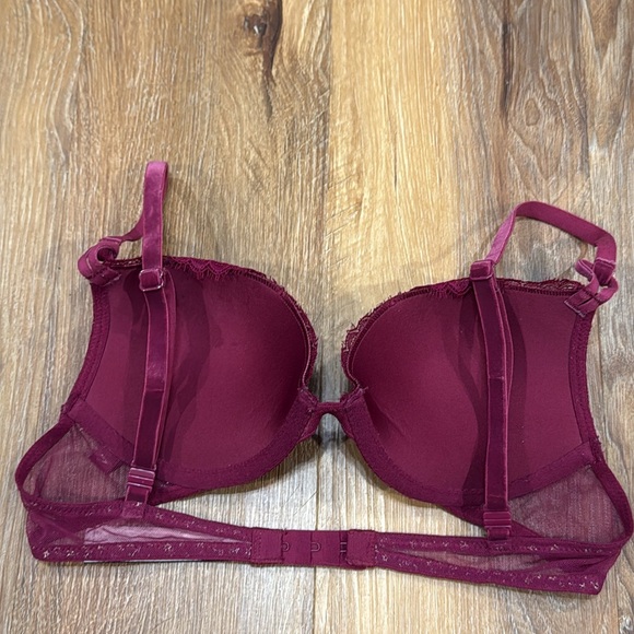Victoria’s Secret Burgundy Sexy Plaid Lace Push Up Bra (Size: 34A) - Picture 10 of 13